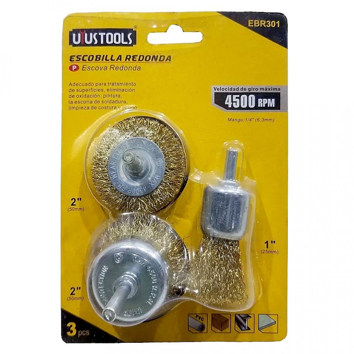 Cepillo P/Taladro 3 PZAS Uyustool EBR301