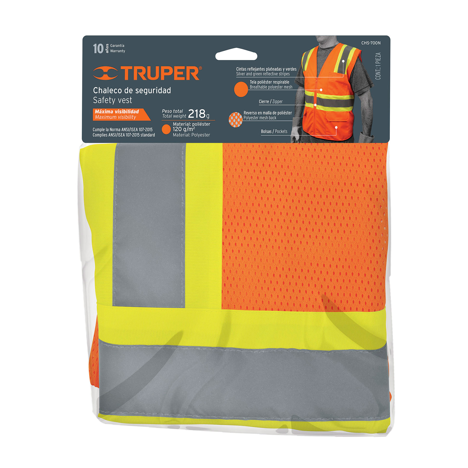Chaleco D/Seguridad Reflectivo TRUPER 13475